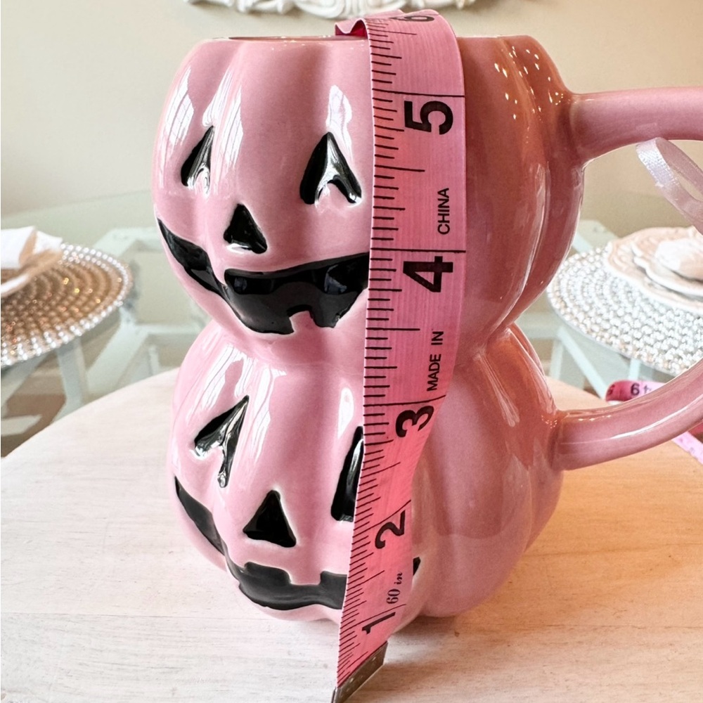 🩷 PINK STACKED PUMPKIN Halloween Jack O Lantern Mug Lang NEW - Picture 7 of 7